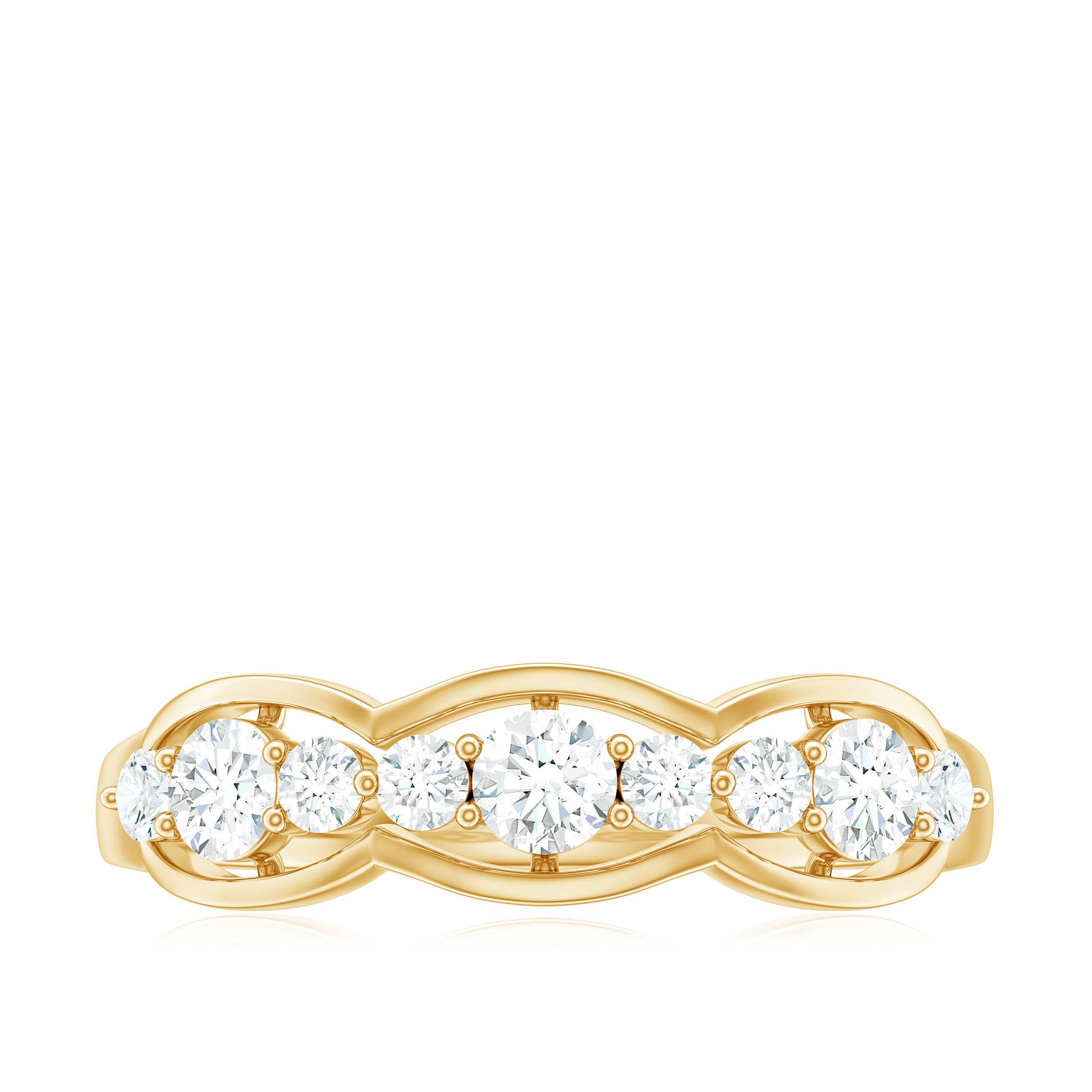 1 CT Round Cut Cubic Zirconia Anniversary Ring in Gold Zircon - ( AAAA ) - Quality - Rosec Jewels