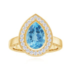 2.25 CT Engagement Ring with Swiss Blue Topaz and Diamond Halo Swiss Blue Topaz - ( AAA ) - Quality - Rosec Jewels