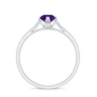 1/2 CT Solitaire Round Shape Amethyst Ring with Diamond Amethyst - ( AAA ) - Quality - Rosec Jewels
