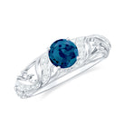 London Blue Topaz Vintage Inspired Engagement Ring with Diamond London Blue Topaz - ( AAA ) - Quality - Rosec Jewels