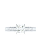 Princess Cut Moissanite Solitaire Engagement Ring with Gold Beaded Moissanite - ( D-VS1 ) - Color and Clarity - Rosec Jewels